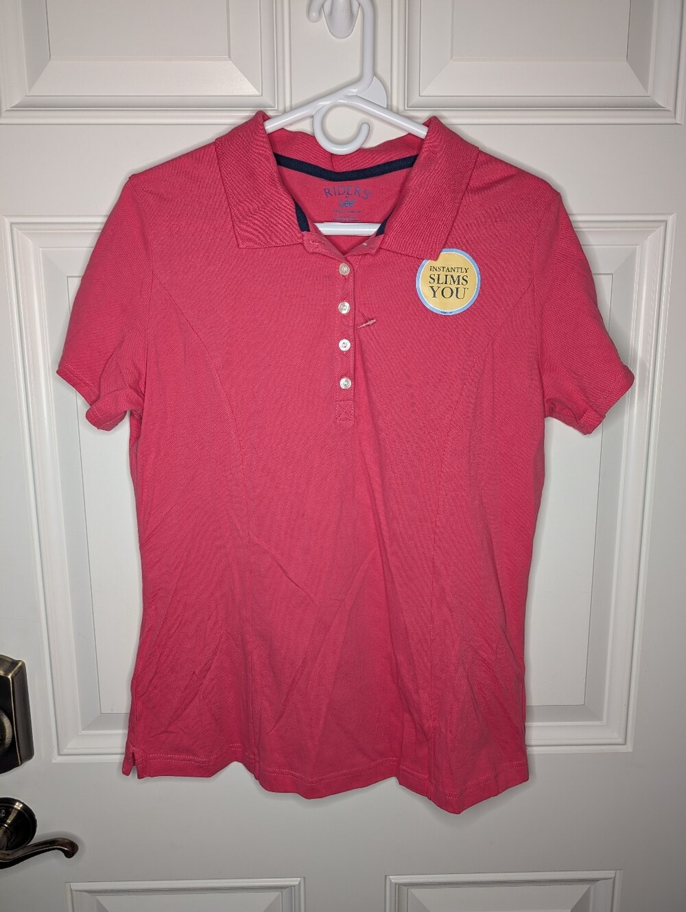 Riders by Lee Pink Comfort Stretch Cotton Blend Polo Women's Size Large NEW